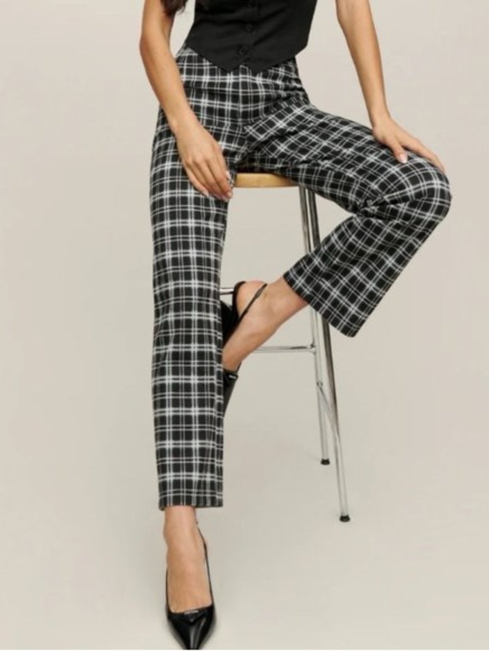 Altar'd State Black and White Plaid pants NWOT